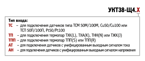 Обозначение при заказе УКТ38-Щ4