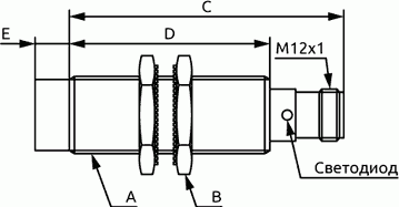 Габаритные размеры индуктивных датчиков ONDO LR-08--C