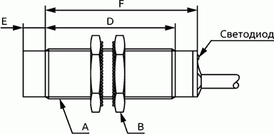 Габаритные размеры индуктивных датчиков ONDO LR-08